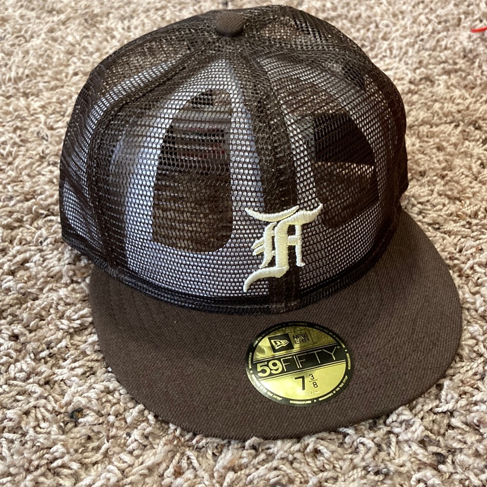 NWT Fear of God brown all mesh upper fitted new era baseball cap 7 3/8 sold out